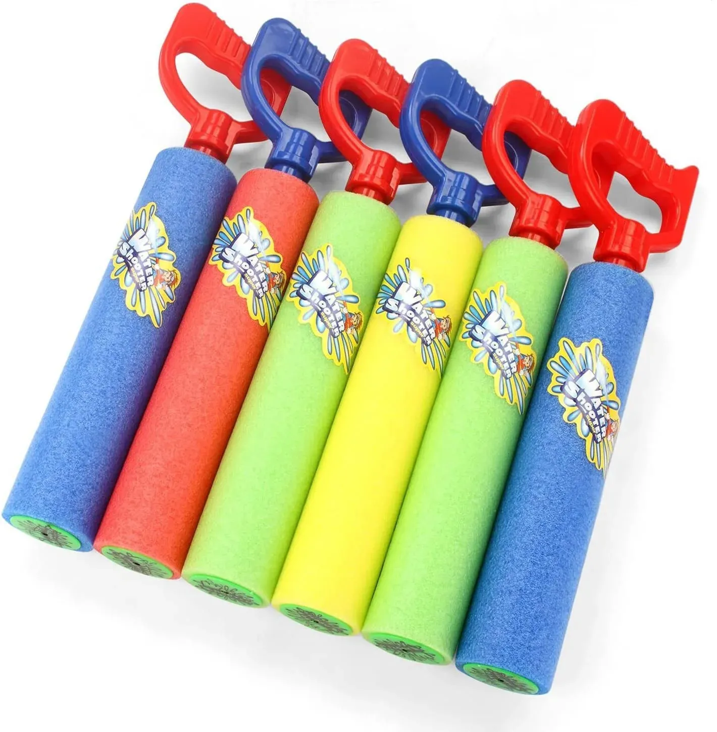 6 Pacote de armas de água atirador Super espuma de espuma Soekers Blaster Squirt Guns Pool Toy Plástico Manuse