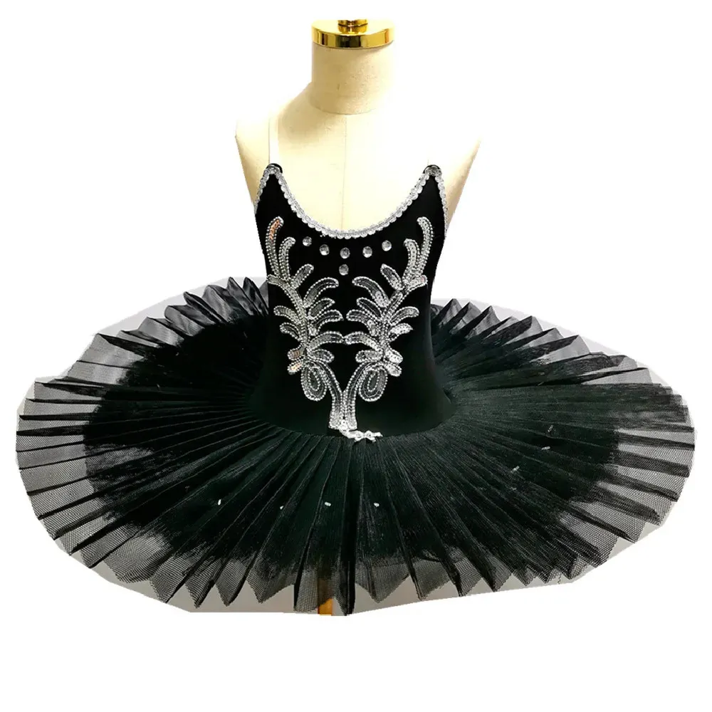 Black Ballet Tutu Skirt For Childrens Swan Lake Costumes Kids Belly Dance Clothing Stage Performance Dress 240426