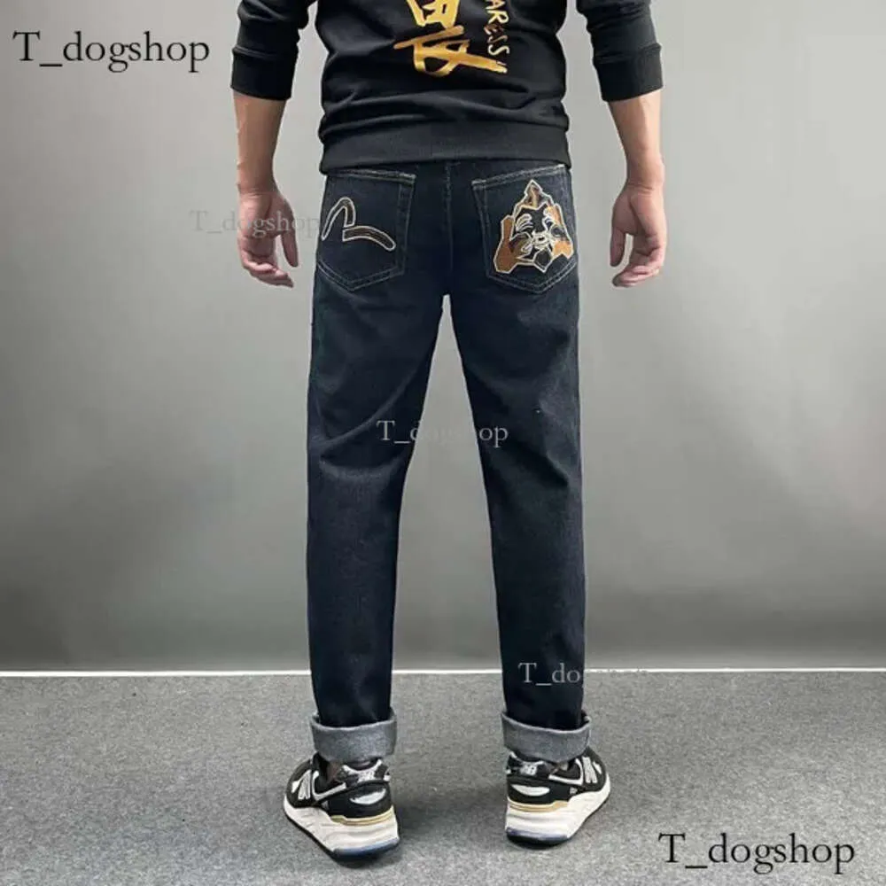 Мужские джинсы дизайнерские джинсы мешковаты Большие свободные джинсы вышиты с высокой талией прямой трубки широкие штаны Long Edge Sreat 28-40 751