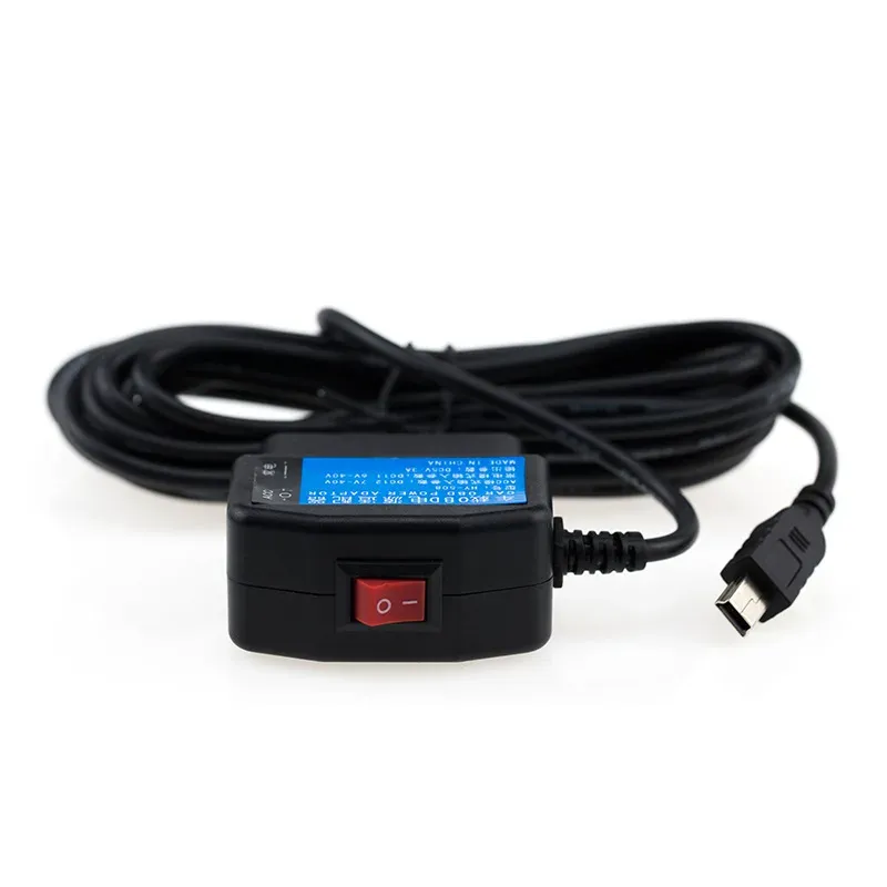 Output 5V 3A Mini Micro Micro 5Pin USB Porte Auto OBD Adattatore Casta di alimentazione più leggera con cavo di interruttore da 3,5 m ricarica della dash cam