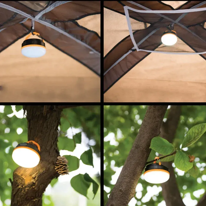 LED -lykta bärbar campingljus utomhus tältljus med 5 lägen återhållsam krok för backpacking vandring hem akutlampa