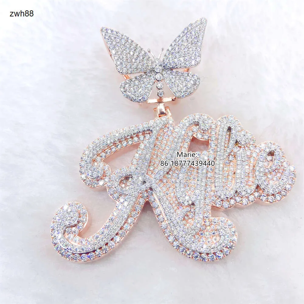 Hip hop elmas gümüş mücevher buzlu özel kolye vvs moissanite özel moissanite counddesigner mücevher