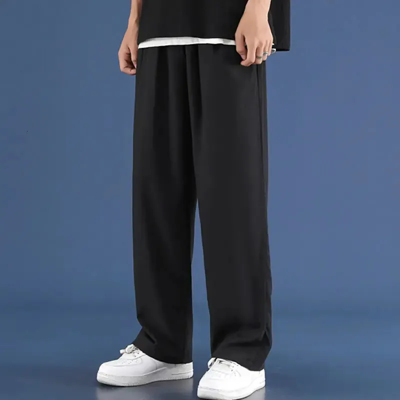 Men Ice Silk Sweatpants Drawstring Streetwear Harajuku Jogger broek Y2K Style Sport Gym Otenizy Baggy Wide Leg Pants 8xl 240425