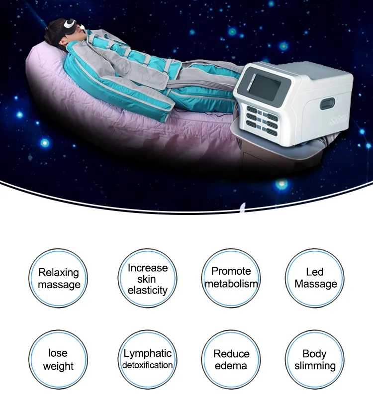 24 Chambers Air Pressure Pressoterapi kroppsformning kostym långt infraröd lymfatisk dräneringsmassager cellulitreduktion och slappna av muskler