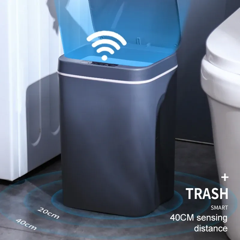 Skjortor Automatisk sensor Dammstång Electric Waste Bin Waterproof WasteBasket 1216L SMART TRASH CAN FÖR Kök Badrumsåtervinning av papperskorgen