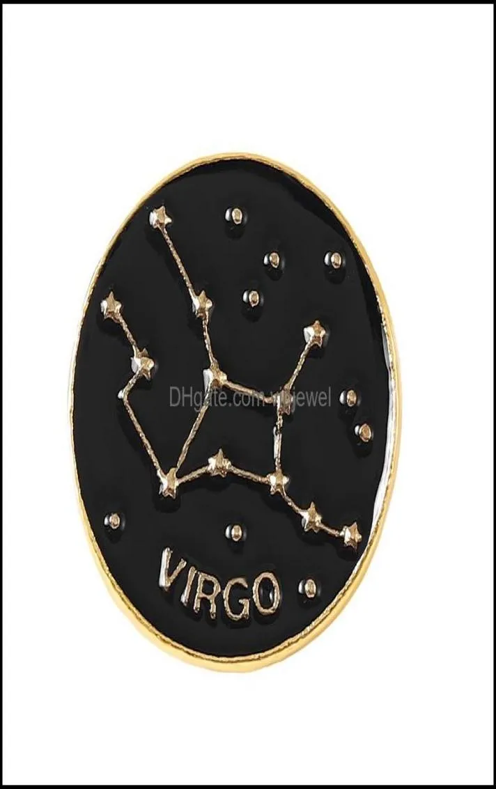 Pins broches sieraden twee -constellaties rond broche pin gouden letters cirkel legering cor badges vrouwen rugzak trui tas hoed clo83743399