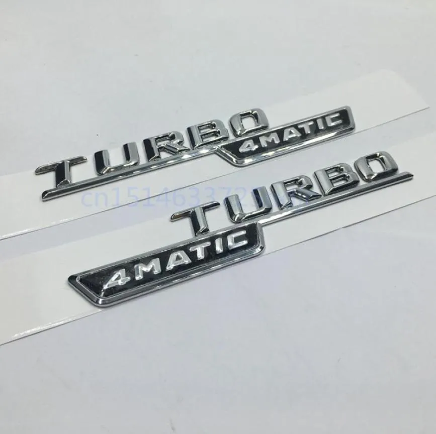 1SET 2pcs per Mercedes Benz AMG ML GLK Turbo Turbo 4MATIC EMBLEGGIO DECALE DECALE DECALE LETTERE CHROME MARCHIO 8082080