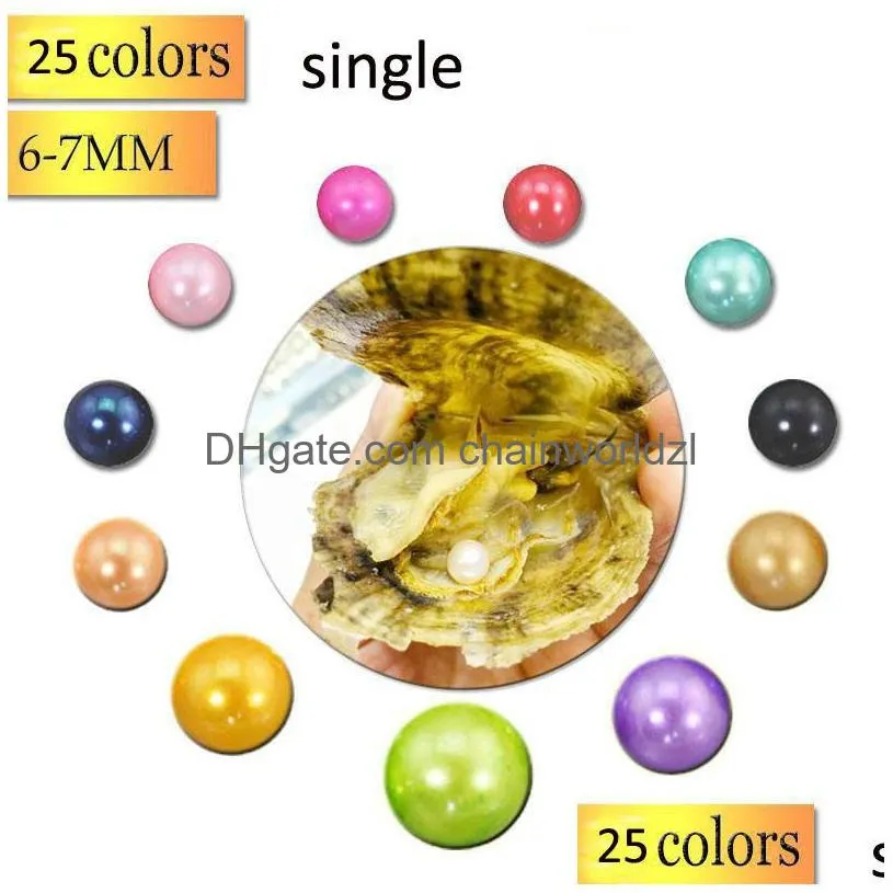 Pearl Wholesale 25 Colori 6-7mm singoli perle in ostriche d'acqua salata Akoya con doppio all'interno del desiderio Love Regali Gioielli consegne di consegna lo dhztr