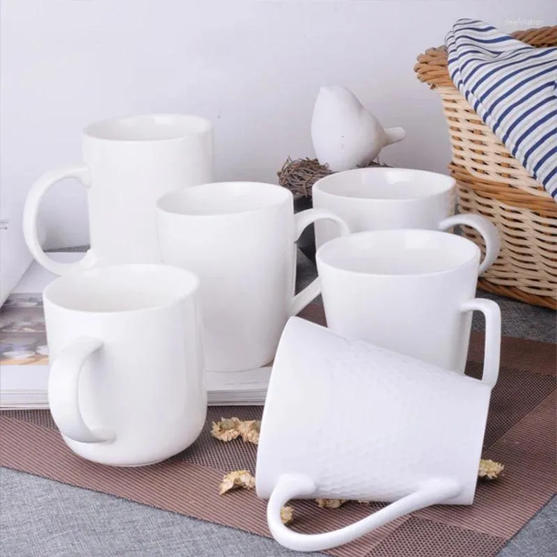 Muggar Pure White Simple Creative Teacup Tower Pattern Ceramic Coffee Cup Water Mug
