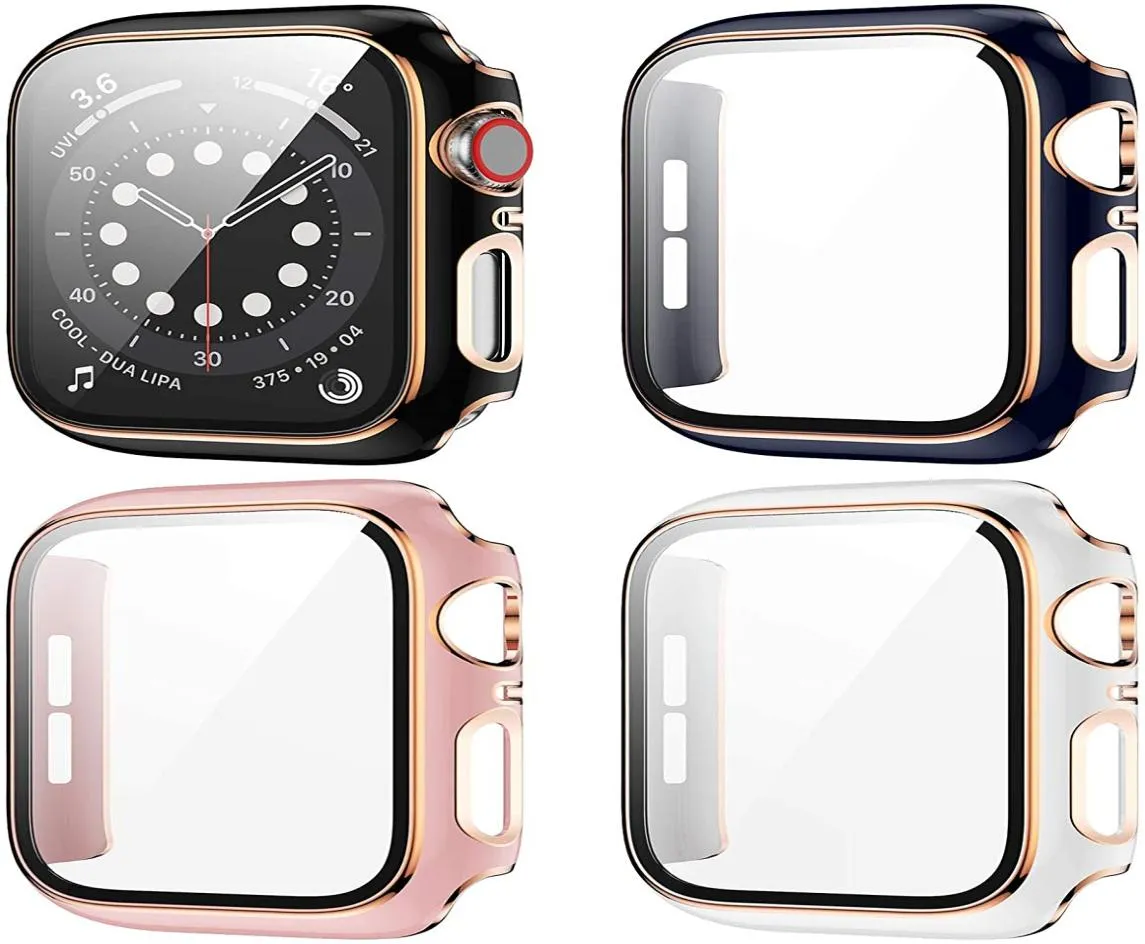 Case Apple Watch Cover 38 40 41 мм встроенного заполненного стеклянного экрана Protector Full Cover Iwatch серия 1966605
