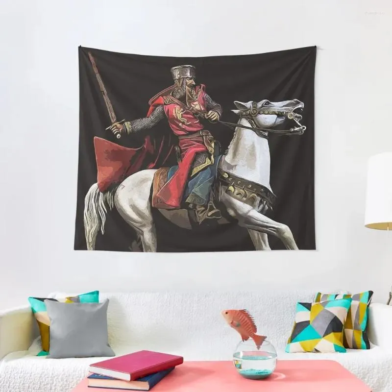 Tapisserier Medieval Knight Tapestry Estetic Room Decor Korean House Decoration Mattor Väggdekoration