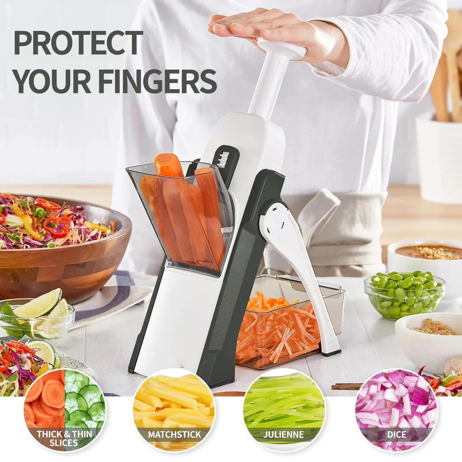 5 su 1 manuale sicuro vegetale multifunzione plifunzione accessori da cucina cucina strisce Julienne dicer mandolina 240429