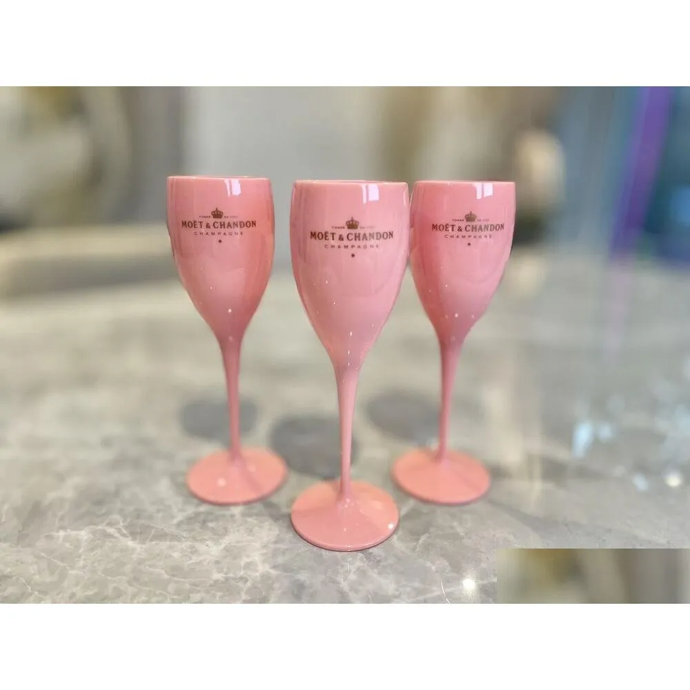 ワイングラスMoet Chandon Pink BアクリルシャンパンフルートカップドロップデリバリーガーデンキッチンダイニングバードリンクウェアDHKST