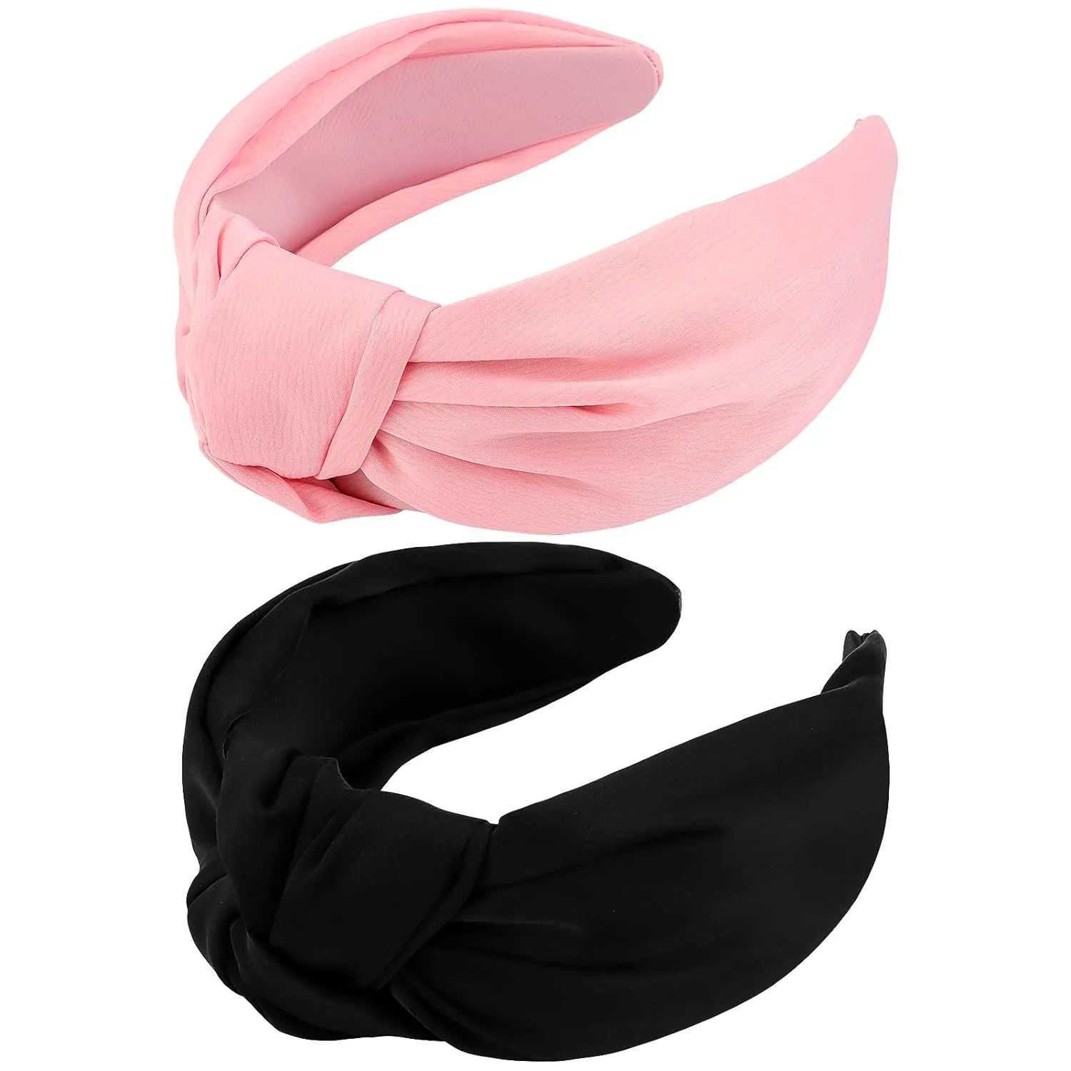 Dameshoofdbanden Zwart roze brede geknoopte hoofdbanden voor vrouwen Haar Top Knoop Knoop Banden Solid hoofdband Haarband Elastische haaraccessoires