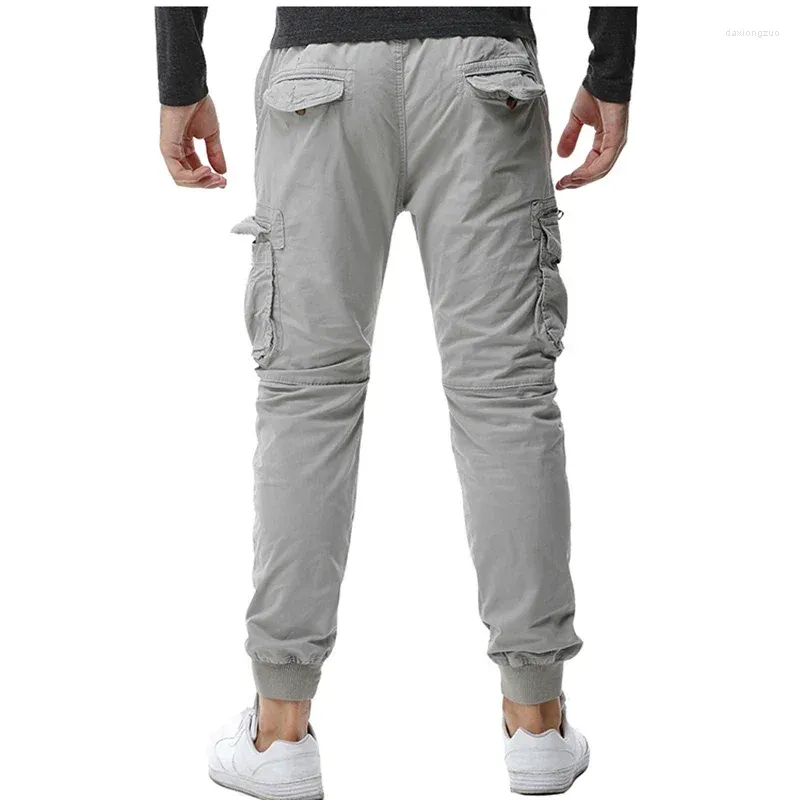 Pantalones para hombres Cargo hombres sólidos sólidos pantalones militares transpirables pantalones para hombres tácticos bolsillos machos corredores