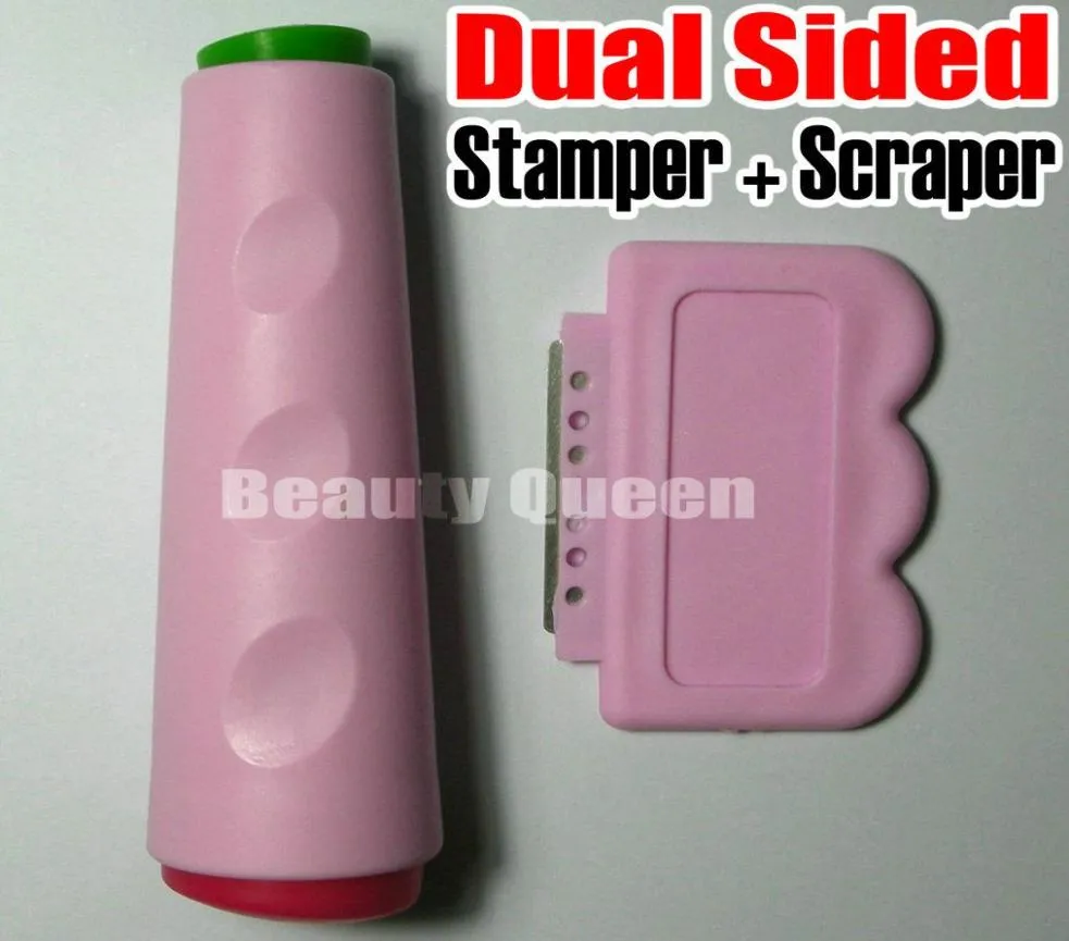 Nail Art Dual Ended Double -Sided Stamp Stamper Scraper Stamping Tool för tryck Bildplatta DIY4929678