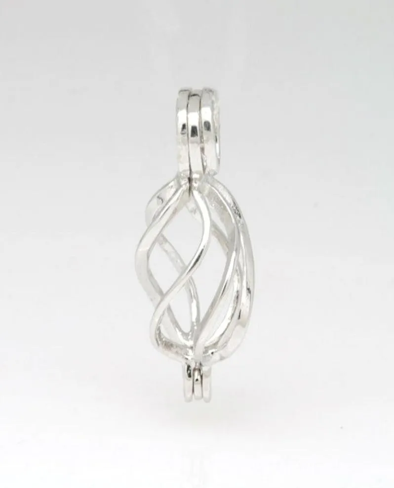 925 Silver Ed Cage Vertiage Sterling Silver Pearl Crystal Gem Perle Cage Pendants Montant pour les bijoux de mode bricol