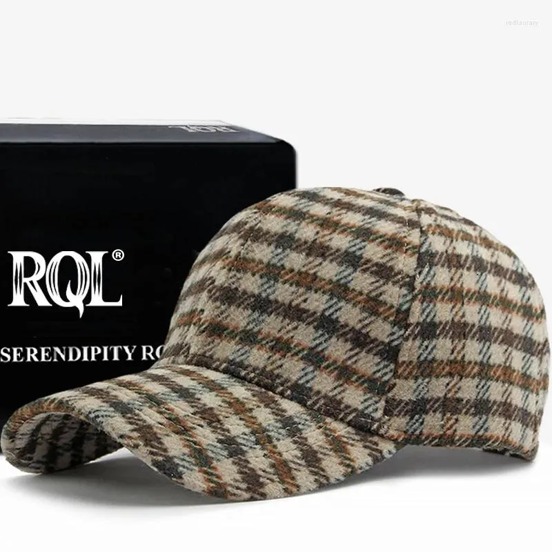 Ball Caps Men Women Thick Windproof Wool Check Baseball Cap Truckers Hat Outdoor Winter Structured Plaid Checked Print For Keep Warm