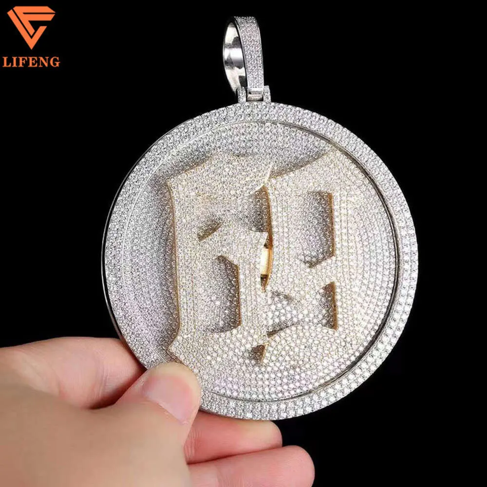 Customized Double Layered Bust Down Heavy Fully Iced Out Hiphop Round Vvs Moissanite Diamond Number Pendants