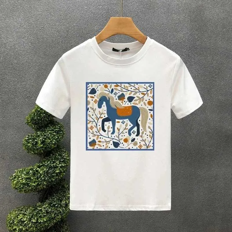 T-shirt maschile carina stile cavallo marca di lusso Lettera di cotone Coppia T-shirt estate harajuku menwomen slve slve t-shirt abbigliamento da uomo y240429