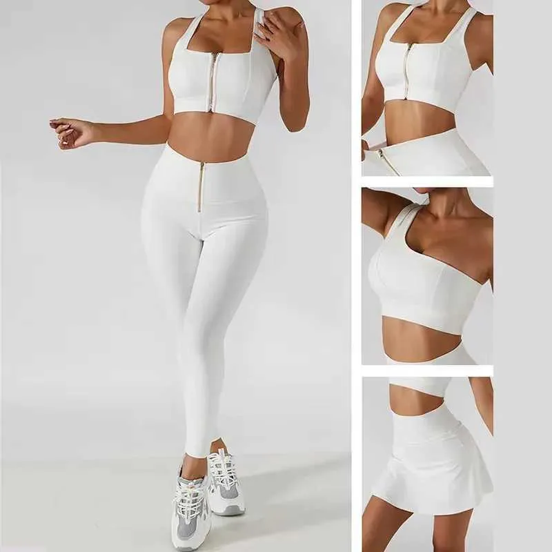 Suits de survêtement pour femmes Femmes Zipper High Sport Sport Sport Sexy Work Out Vêtements pour les femmes sportives Femmes Set Crop Top Tentit Fitness Academic Y240426