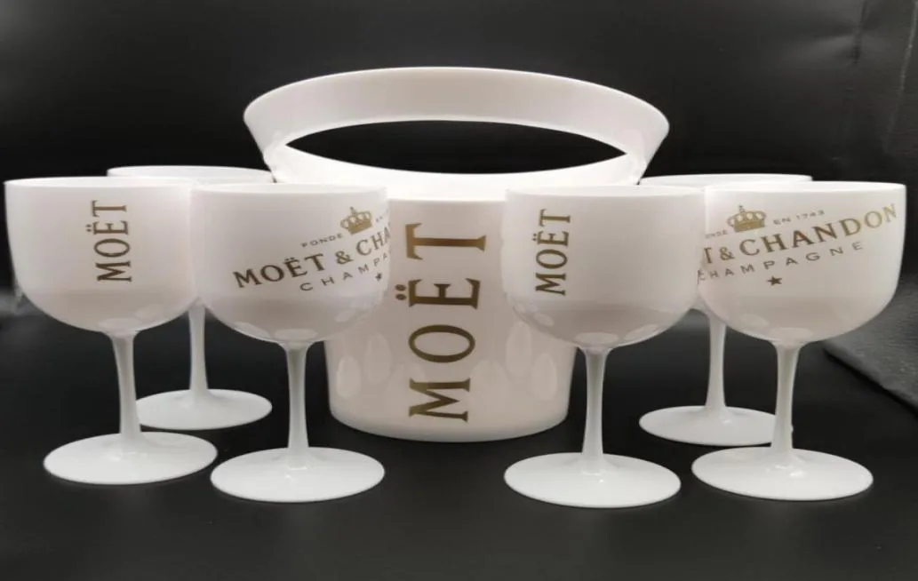 Ice Buckets And Coolers with 6Pcs white glass Moet Chandon Champagne glass Plastic9976882