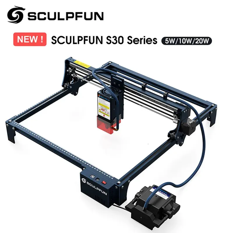 Sculpfun S30 Pro Max /S30 Pro /S30 Gravador de laser com sistema automático de assistência ao ar 20W Máquina de gravação 410x400mm Área de gravura 240423