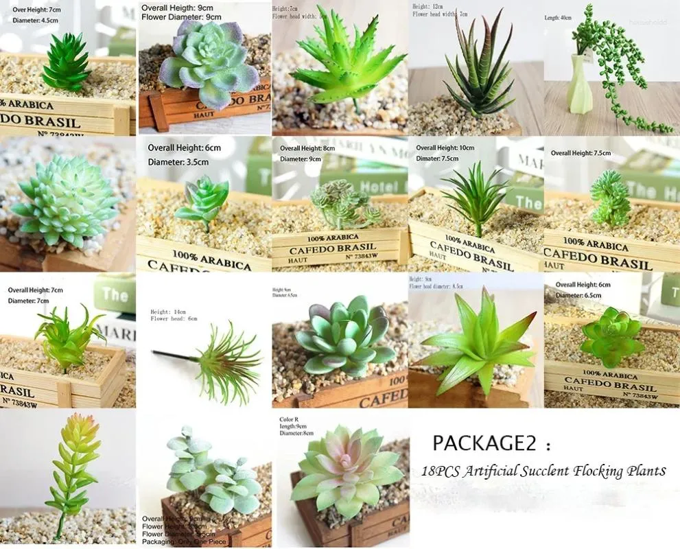 Dekorativa blommor 18st. Opottade Mini Flocking Artificial Succulent Plants Lotus Garden Landscape Ordna Fake Succulents Plant