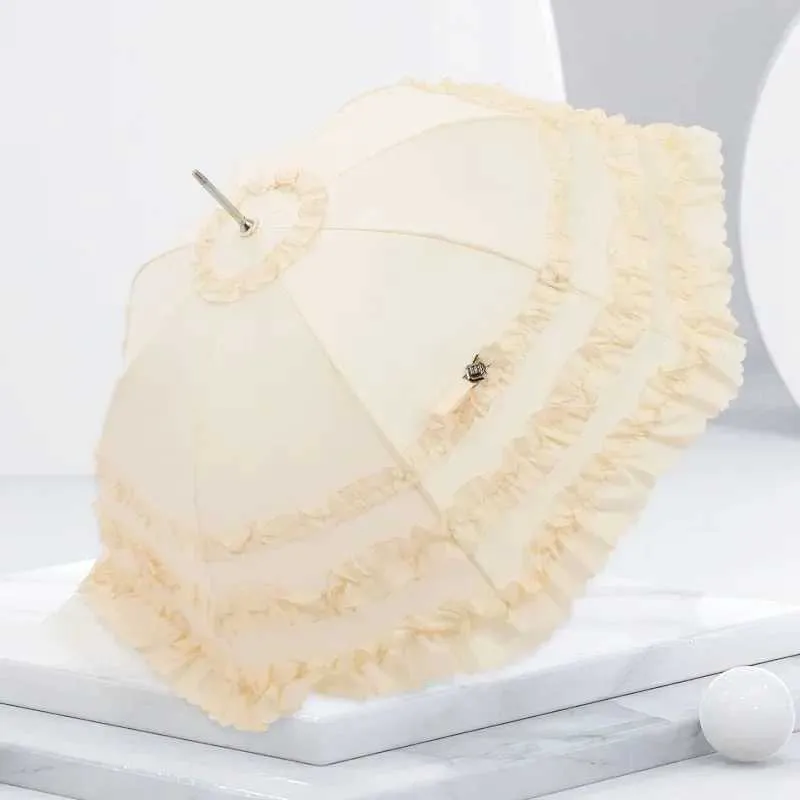 Ombrelli carini principessa in pizzo ombrello manico lungo pagoda parasol gotico lolita matrimonio grande ombrello semi-automatico matrimonio ombrelli