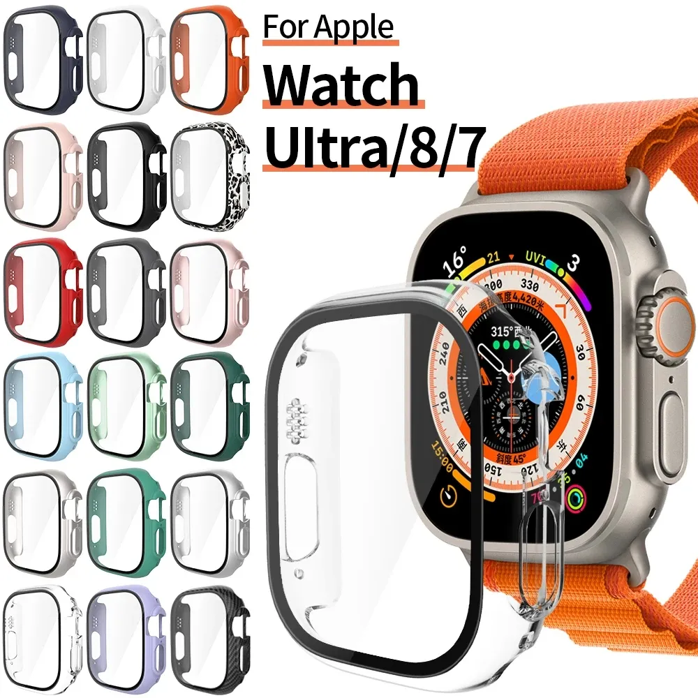 Verre + couvercle pour Apple Watch 44 mm 40mm 41 mm 45 mm Bumper mat Ultra 49 mm Protecteur d'écran Iwatch SE 8 7 6 5 4 ACCESSOIRES