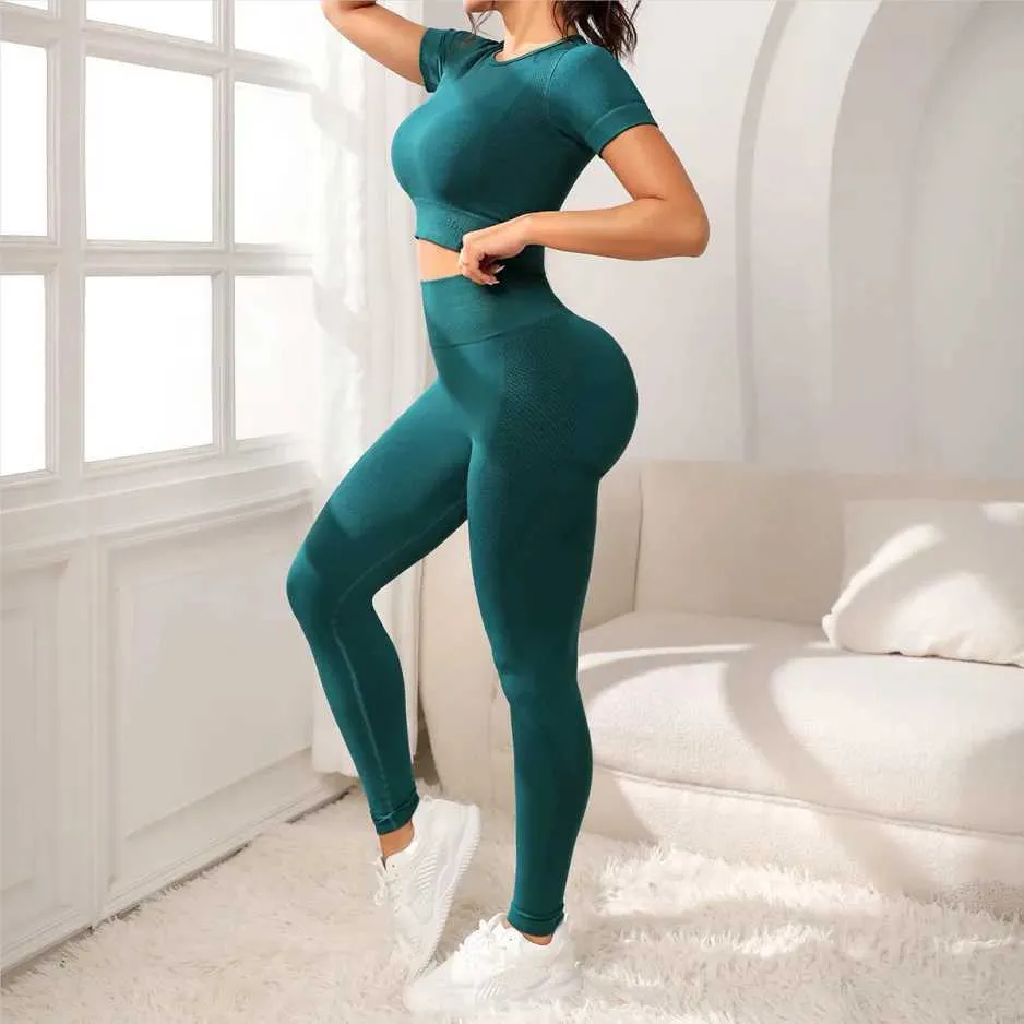 Save Big on Bulk Women's Two Piece Tracksuit Womens Tracksuits Womens Two  Piece Outfits Pants Set Seamless High Waist Leggings And Quick Dry Crop  Tops