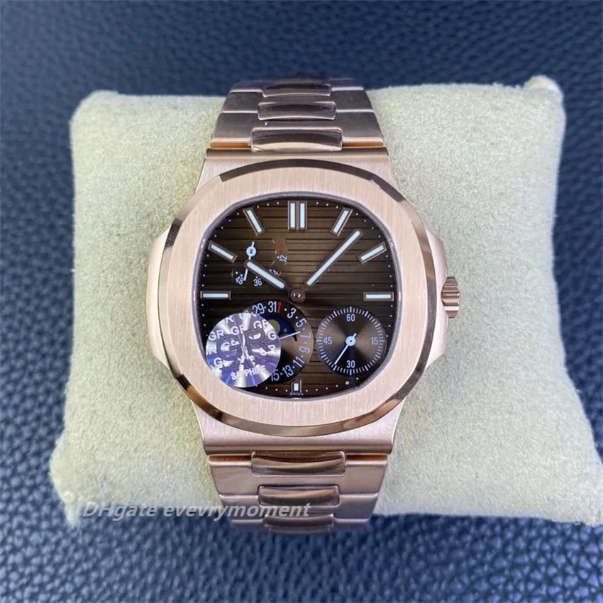 GR Factory Super Edition Men's Watches 5712gr Automatisch mechanisch horloge Rose Gold Cal.324 Beweging Lunar Watch 40mm 904L roestvrijstalen waterdichte polshorloges