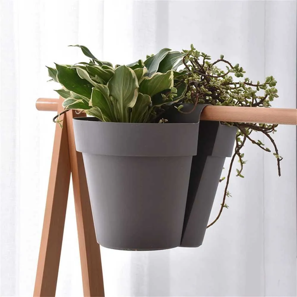 Plantadores POTS Universal Guardrail Suspension Frame Creative Flower Pote Ambientalmente F para Solas de Janelas Indoor Railings de varanda q240429