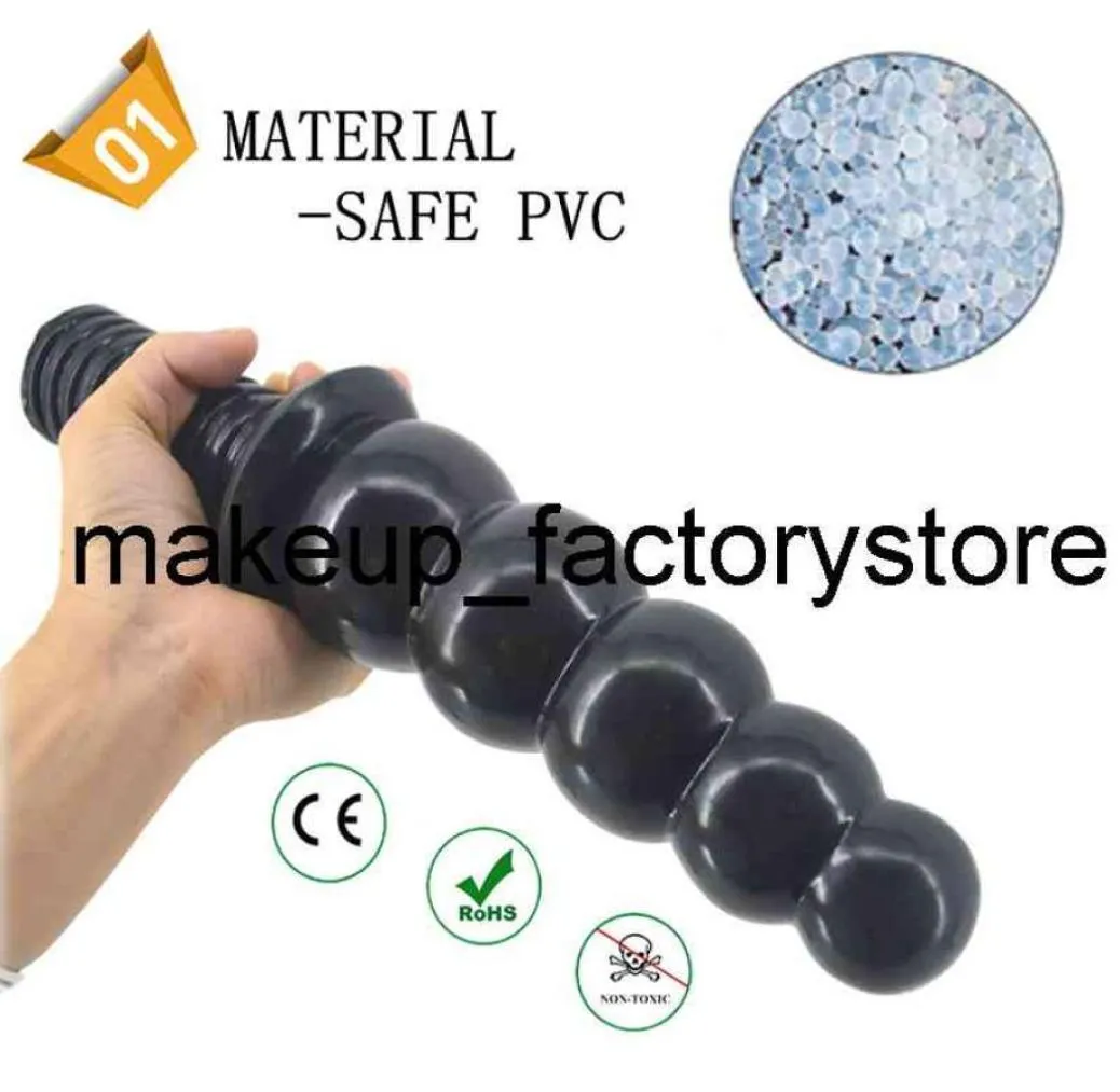 Massage Super Soft Anal Beads Big Butt Plug Suction Cup Black Dildo Anal Booty Beads Huge Anus dilator Sex Toys for Adults Woman M4780537