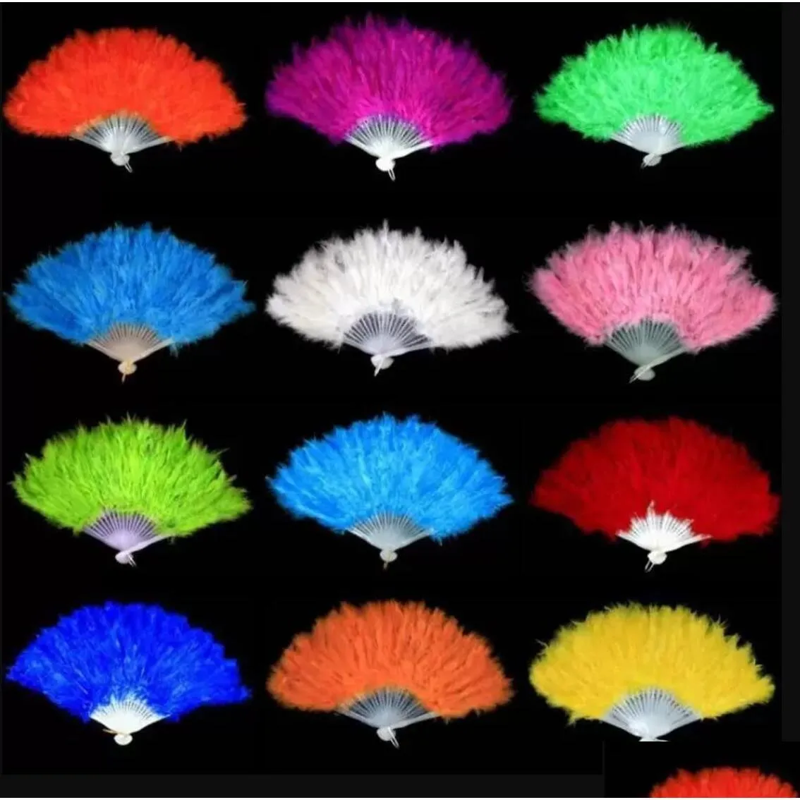 Party Favor Folding Feather Fan Colour Hand Hand Vintage Chinese Style Dance Wedding Craft Fangc A Drop dostawa DH90C