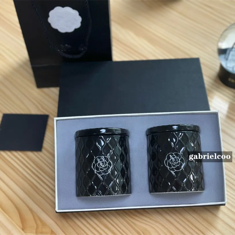 Designer Aromatherapy Candle Black Fashion Candele Set a 2 pezzi di pura scatola regalo per aromaterapia con fiore senza fumo fiore senza fumo