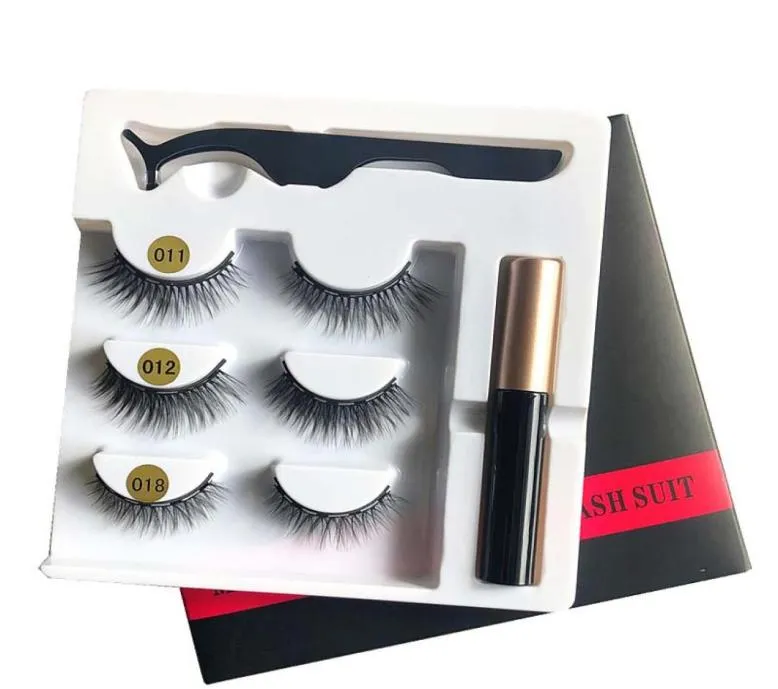 Magnetiska ögonfransar Eyeliner Eyelash Curler Set naturliga långa falska ögonfransar med magnetisk eyeliner vattentät varaktig ögonfrans1400685