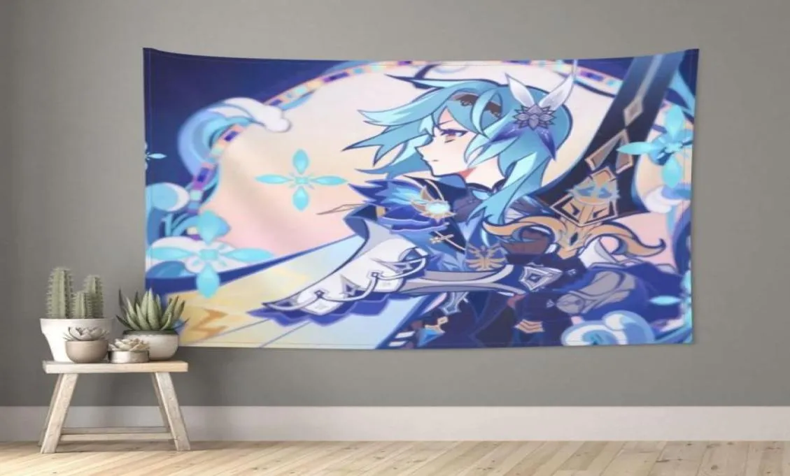 Tapisseries eula genshin Impact Tapestry Bohemian Polyester mur suspendu jeu vidéo décor couverture de table art couverture 2351552