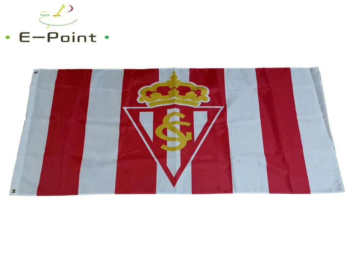 Espanha Real Sporting de Gijon 35ft 90cmx150cm Bandeira de bandeira de poliéster Holanda Flag da bandeira do jardim de voo em casa GIF2159644