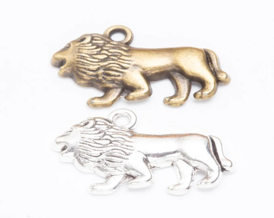 50pcs 18x29 mm antique couleur argent lion animal lion charmes en laiton en laiton pour bracelet collier boucle d'oreille bricolage bijoux de fabrication 2396714