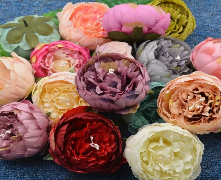 1 PCS Hight Quality European Silk Peony Heads vallen levendige nepblad kunstmatige bloemen voor trouwhuisfeest de 2191 v28462472