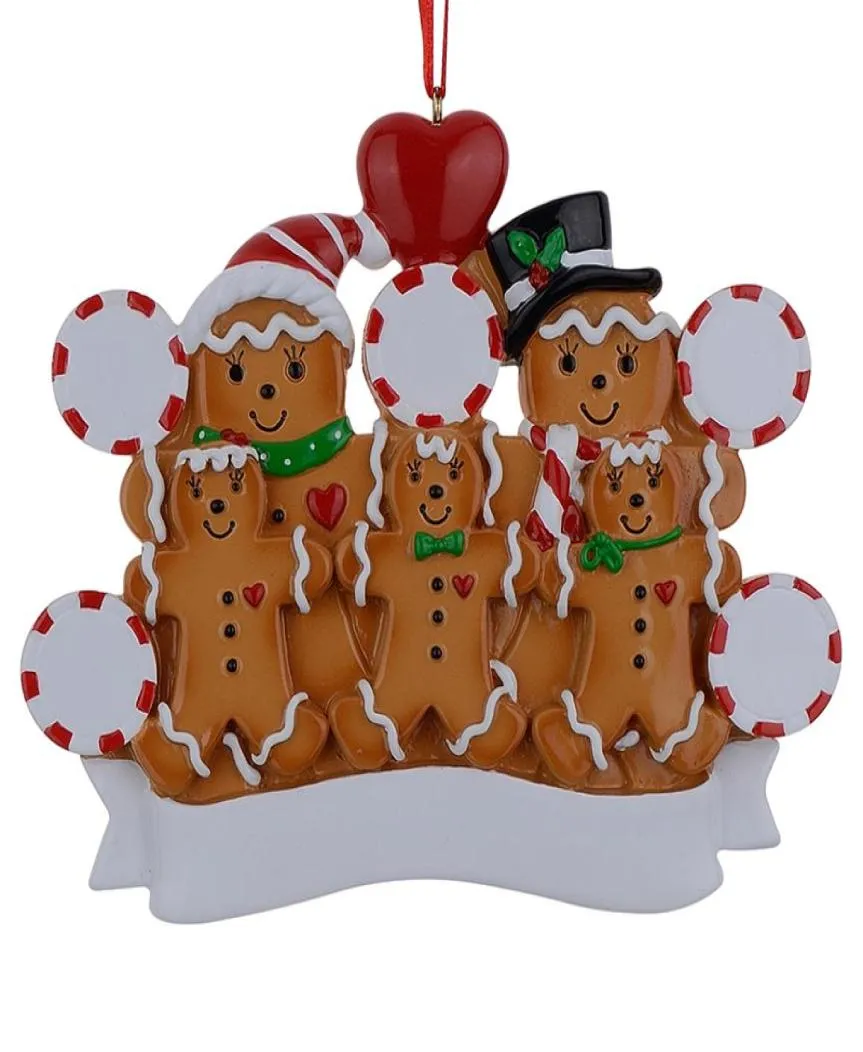Maxora Gingerbread Family z 5 żywicy Ręcznie malowanie ozdób świątecznych z czerwonym jabłkiem jako spersonalizowane prezenty na imprezę wakacyjną Home7663365