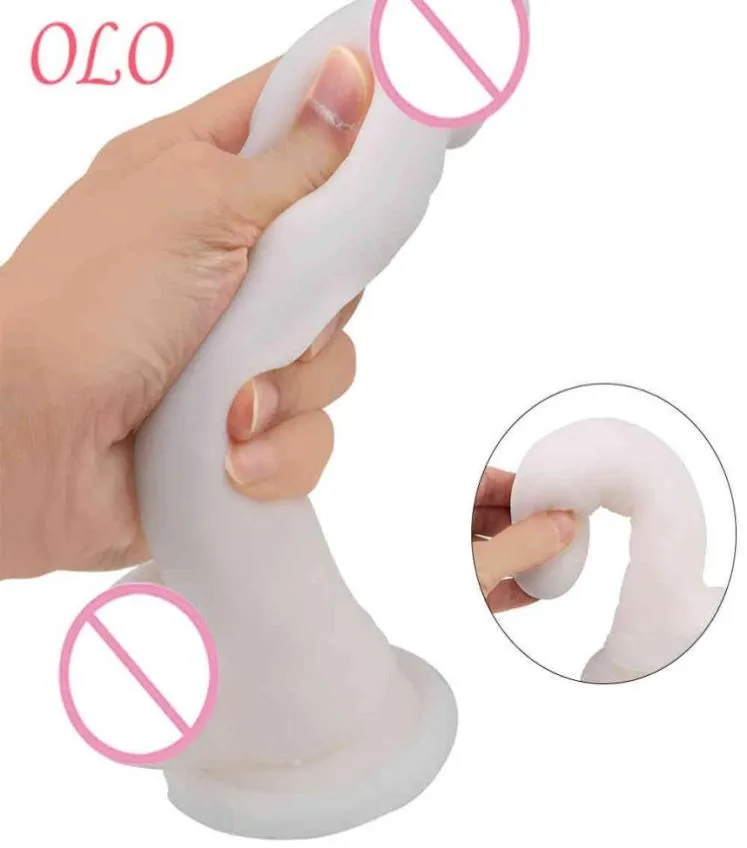 Olo Super Soft Dildo Erotic Realistic Dildo Simulation gefälschte Penis Sexspielzeug für Frauen Masturbation Y04082798189