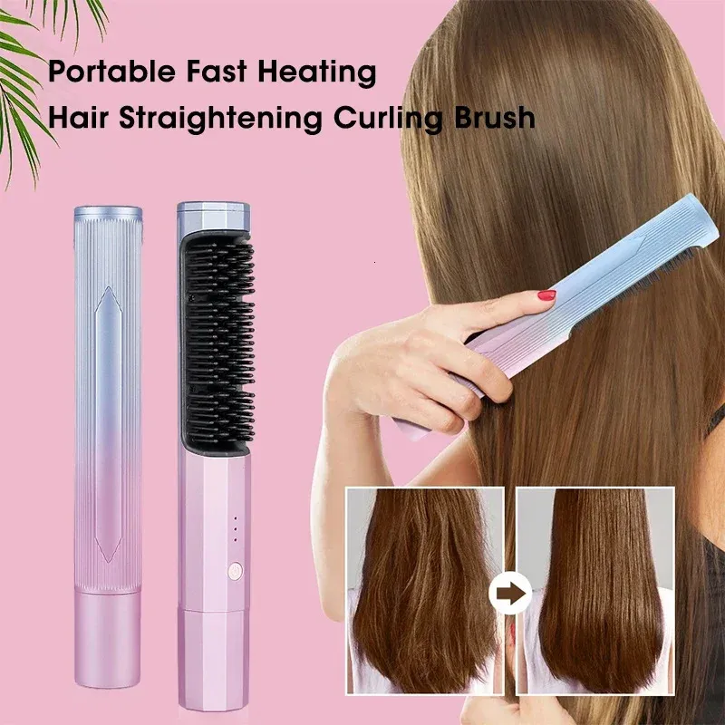 Electric Hair Brush Straightening Heating Comb Men Beard Wigs Professional Straightener Curlers for Women 240424