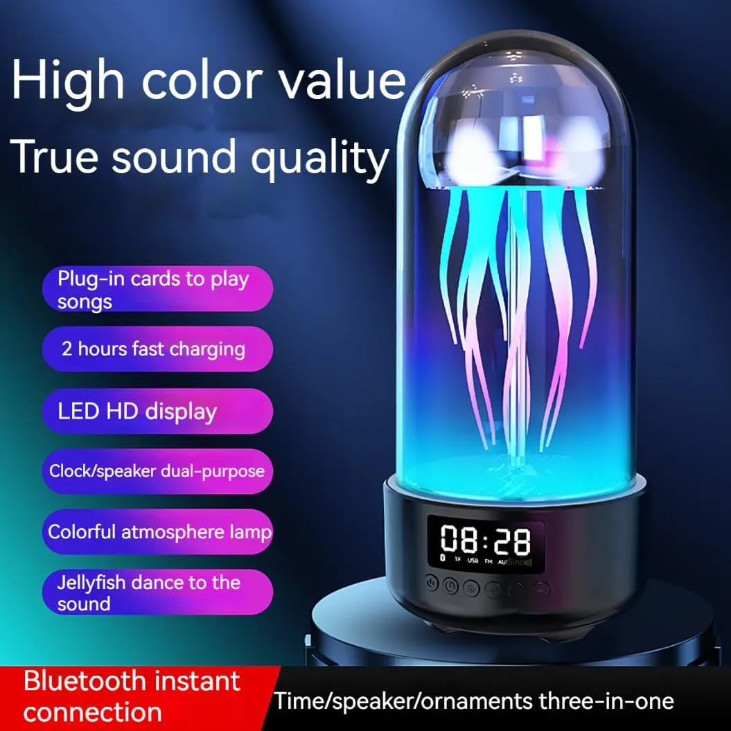 Bluetooth Hoparlör Yaratıcı Mekanik Denizanası Sesi Ambient Işık Sanatsal Hoparlör Küçük Gece Lambası, Masa Ahtapot Aydınlatma