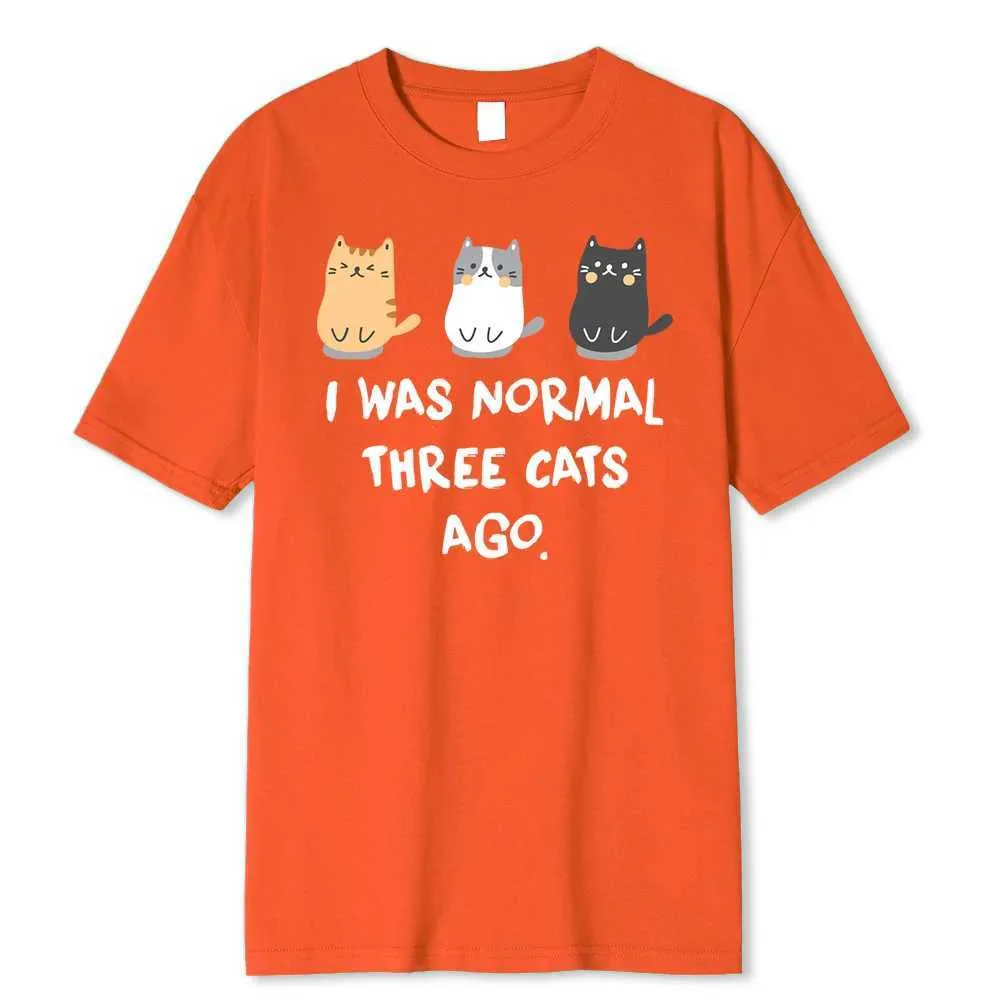 Camisetas masculinas Eu era normal thr gatos atrás imprime homens camiseta moda moda casual tshirts harajuku tsshirt de tamanho grande solto e respirável t roupa y240429