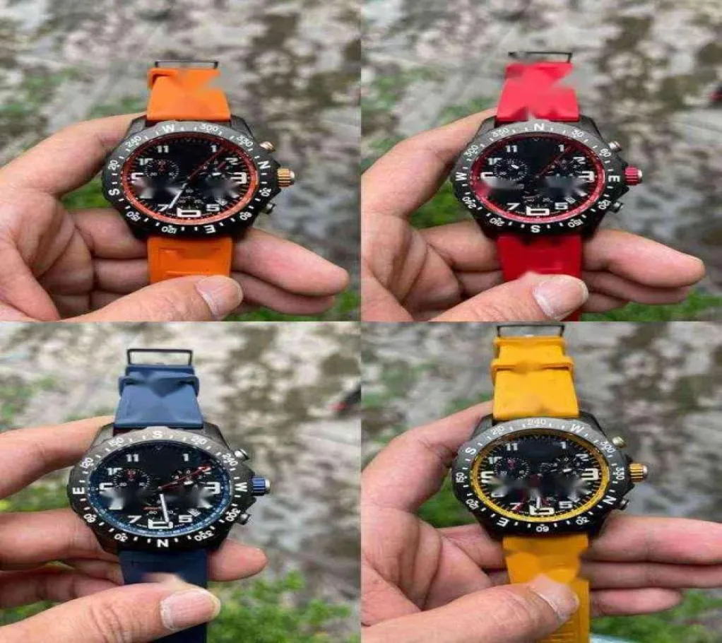 Designer Watches Endurance Pro 44 Quartz Chronograph Men039s Watch X82310D51B1S1 PVD Steel All Black Big Number Markers Blue Ru5699348
