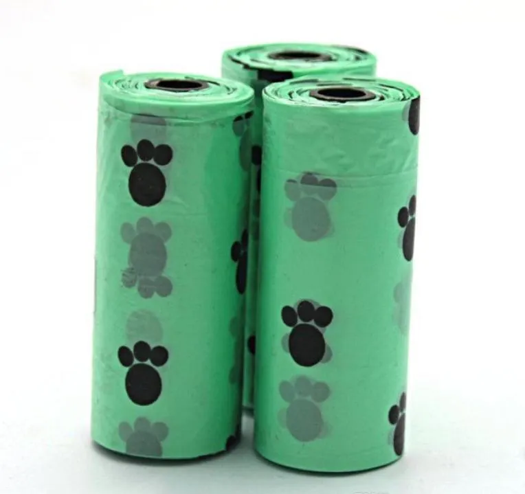 Suministros para mascotas Bolsas de caca de perro Biodegradable 150 Rollos Múltiples color para desechos Dispensador de correa de correa F3789967
