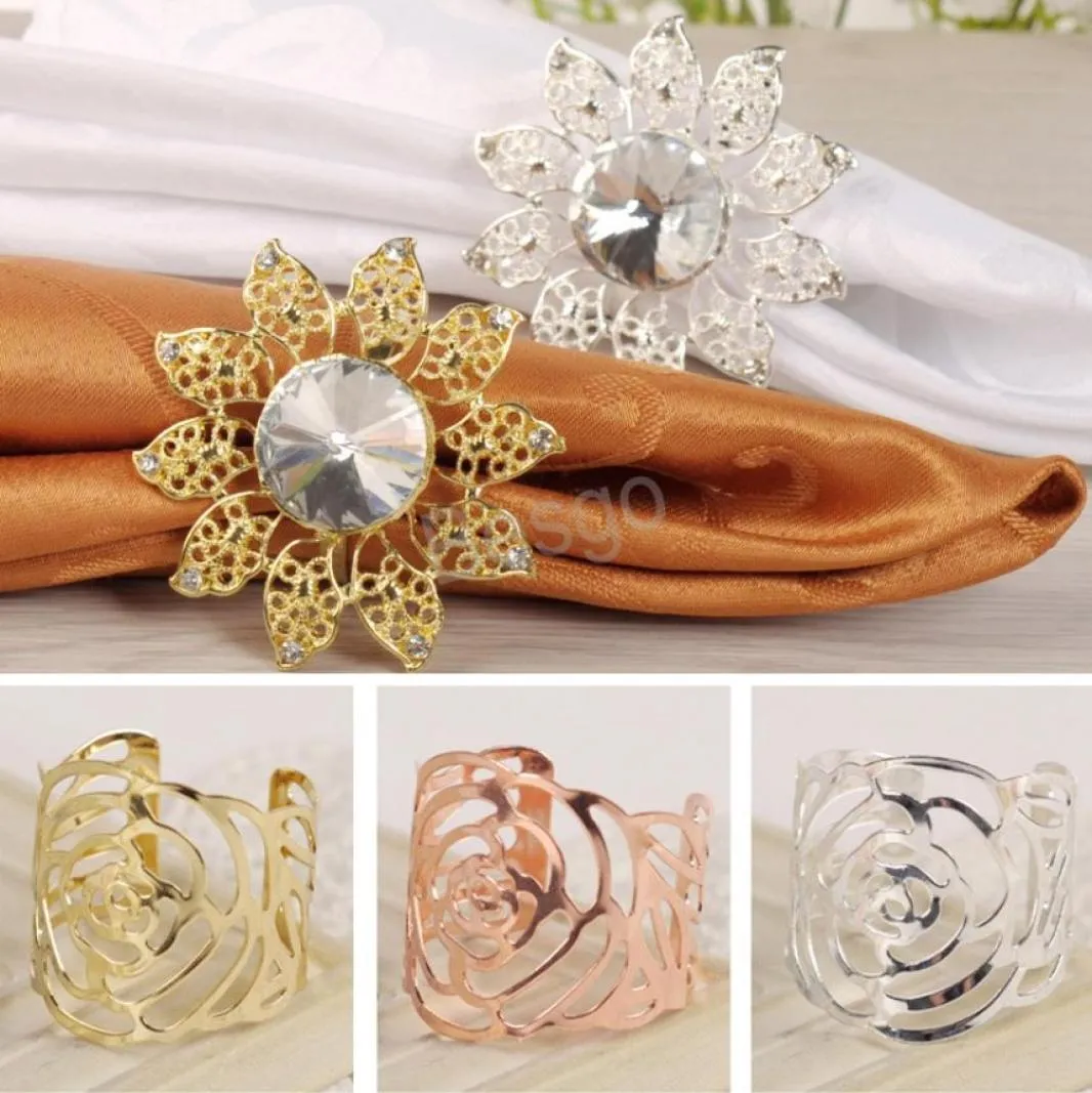 Multi styles en ramine de serviette de boucle de boucle décorations de table anneaux serpiette Holder Cercle Wedding El Gem Anneau de pierre 36 G25060092