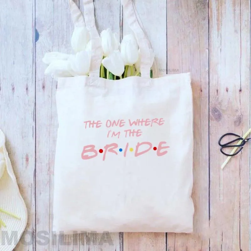 Sacs de soirée Fashion Shoping Sac Bridal Bachelorette Party Team Bride Wedding Gift Canvas Tote épaule réutilisable ECO 35 40CM XFBU